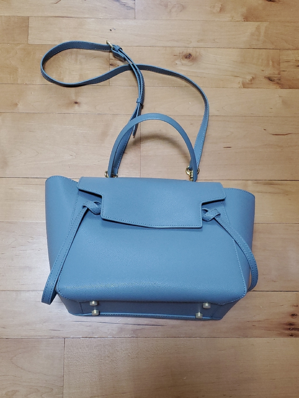 Leather Satchel Handbag - Blue